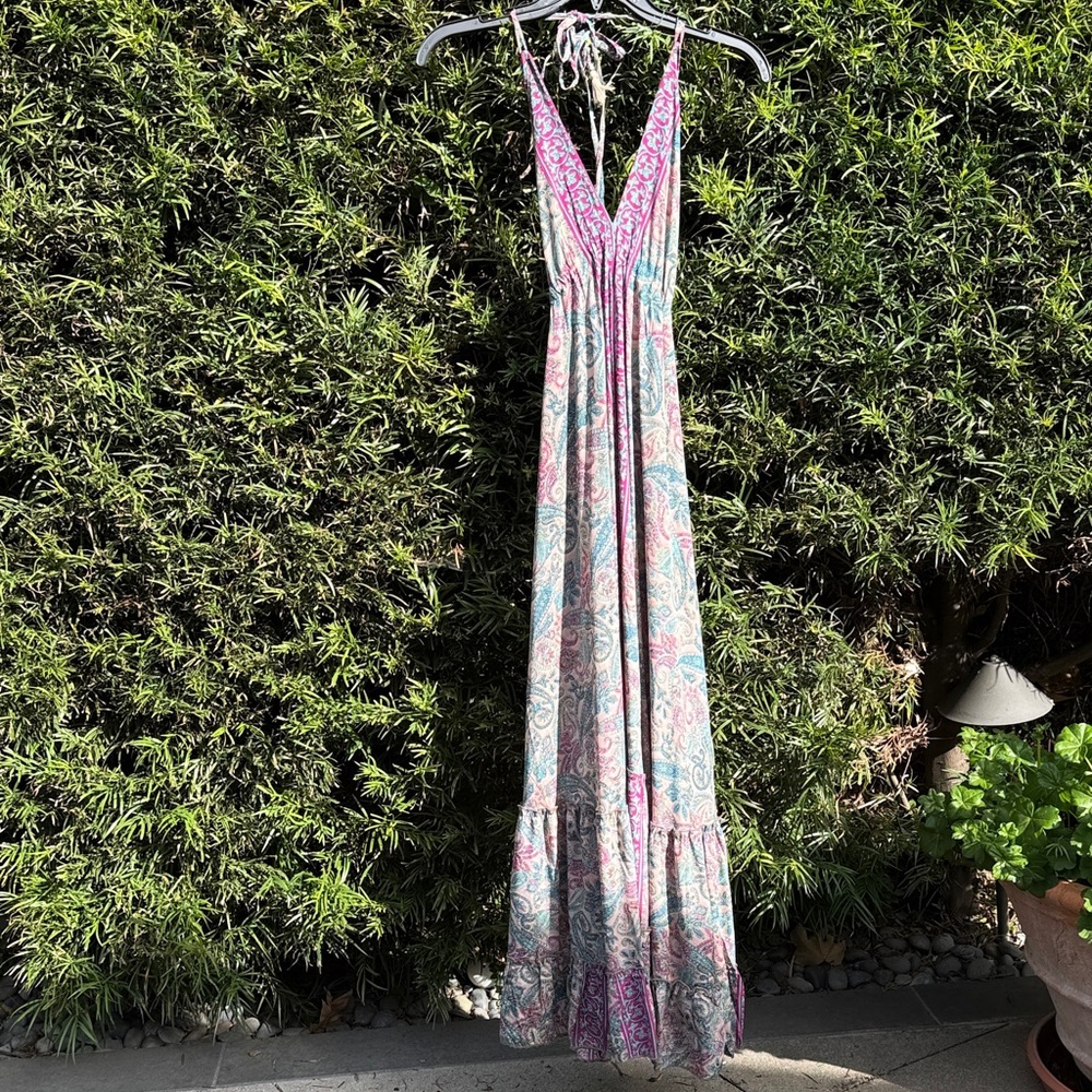 Floral Pink and Blue Maxi Dress